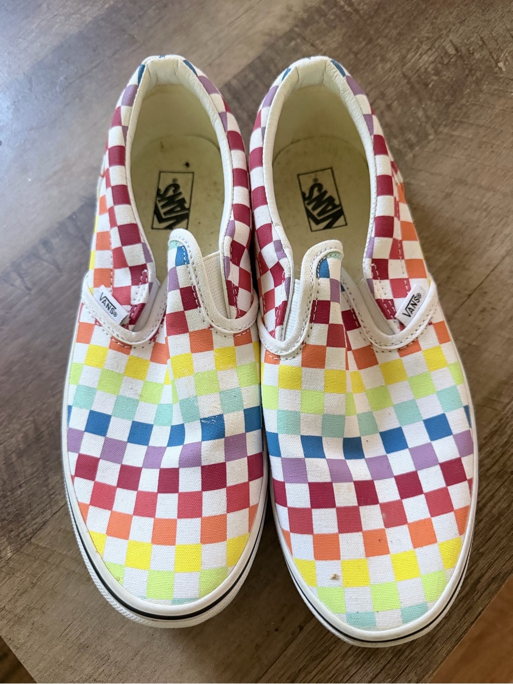 Vans Women's Checkerboard Slip-On Sneakers in Rainbow